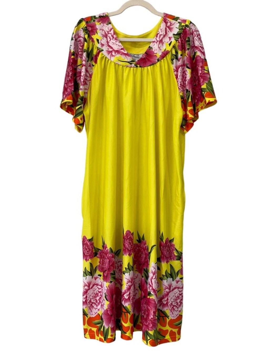Vintage 80s Anthony Richards Nightgown XL Floral Muumuu Housecoat Boho Tiki